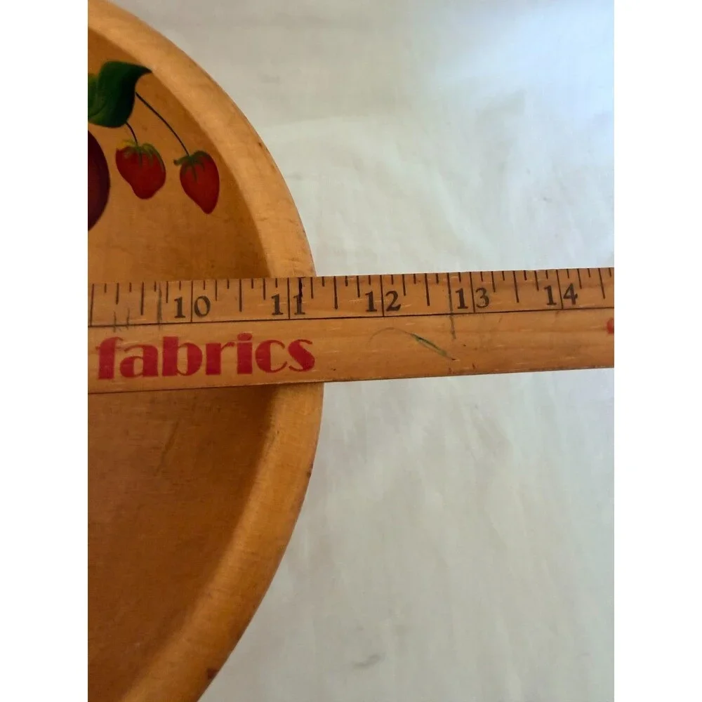 Vintage Hand Painted Footed Wooden Fruit Bowl